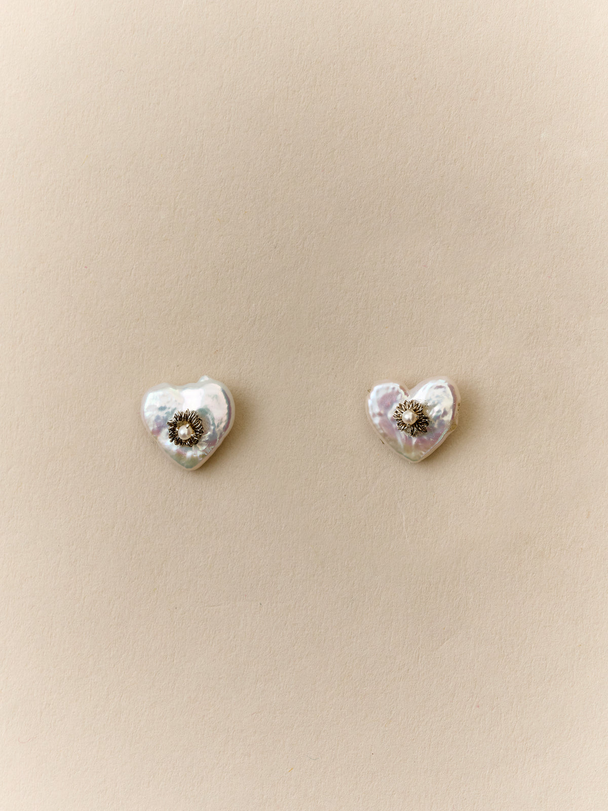Pearl Heart Studs