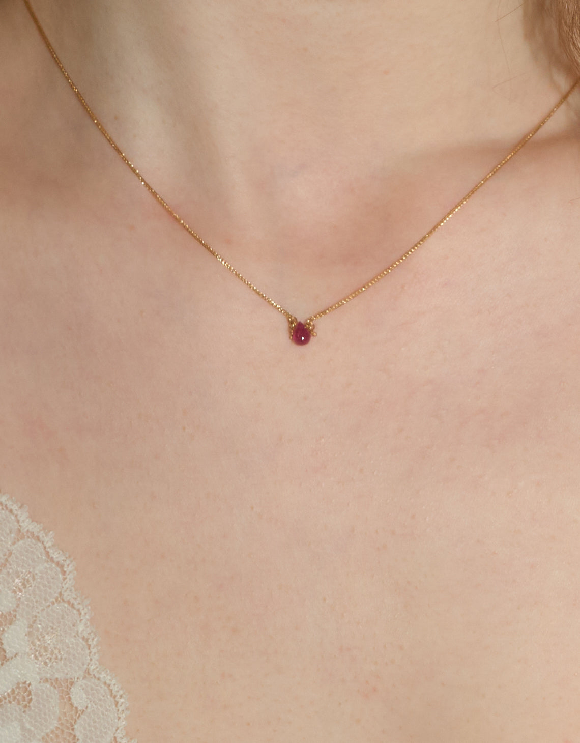 18k Luminous Teardrop Ruby Necklace