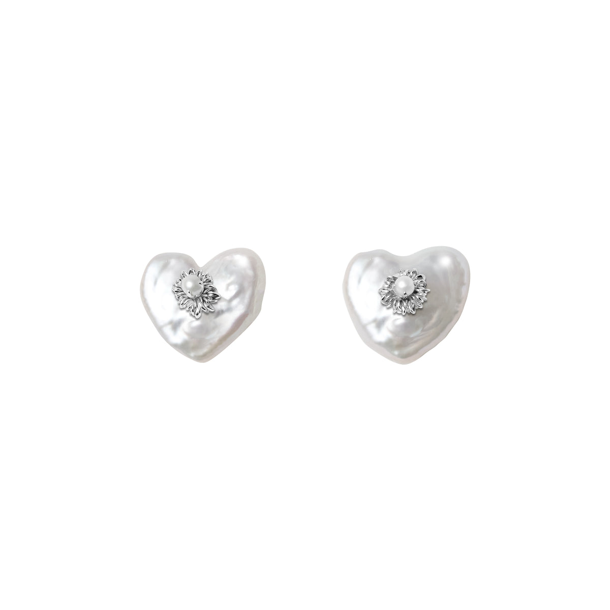Pearl Heart Studs