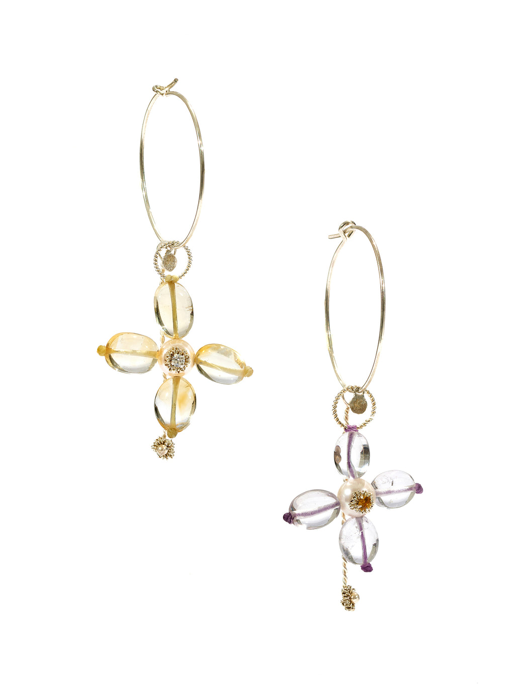 Cross Bloom Hoop Earrings