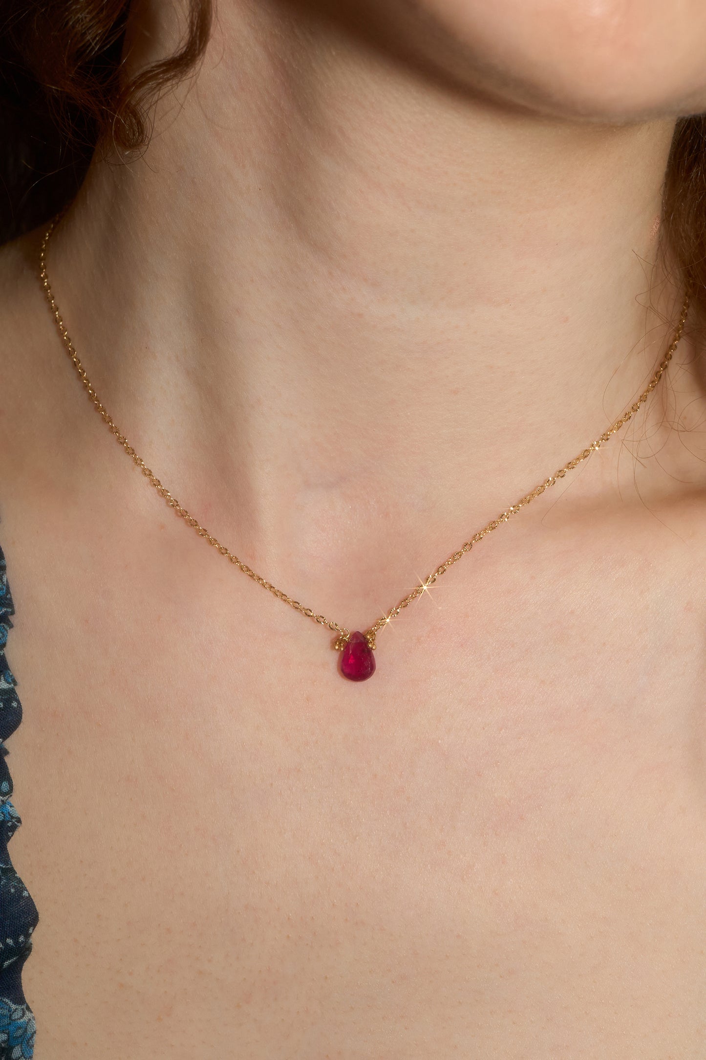 18k Ruby Raindrop Necklace