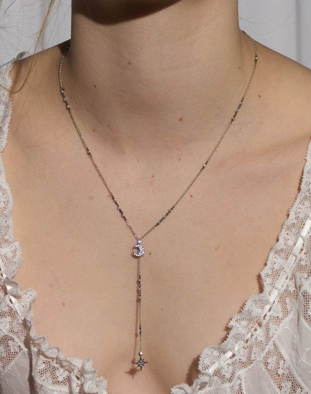 Star Moon Lariat Necklace