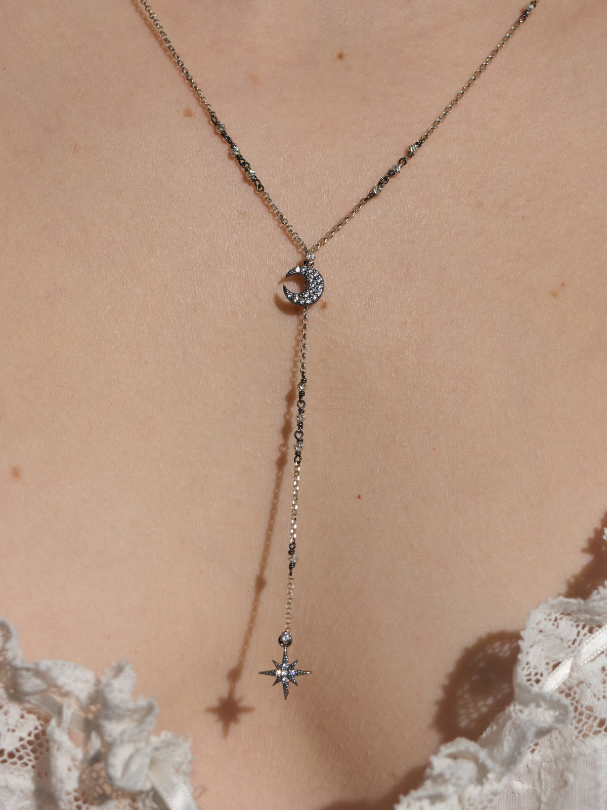 Star Moon Lariat Necklace