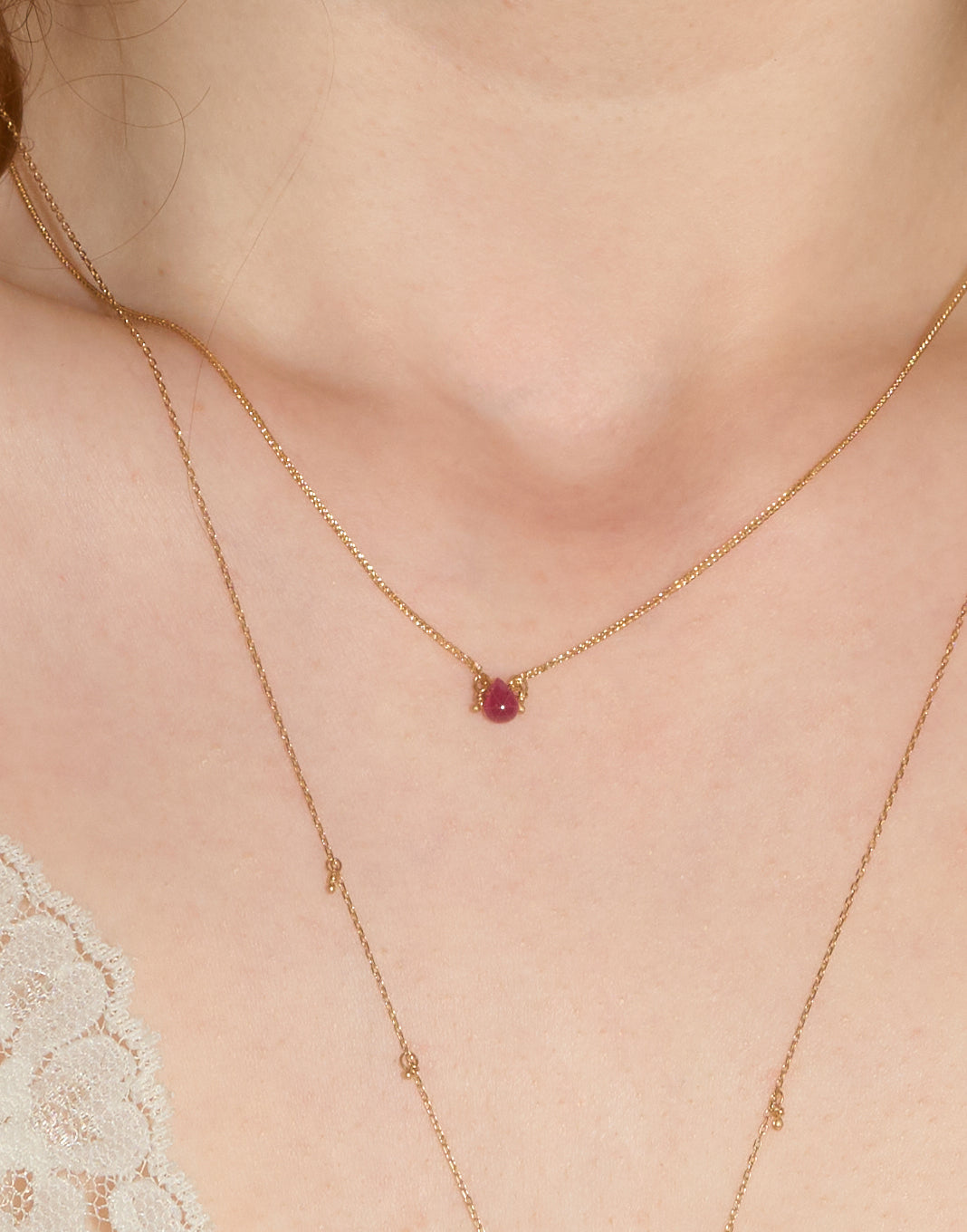 18k Luminous Teardrop Ruby Necklace