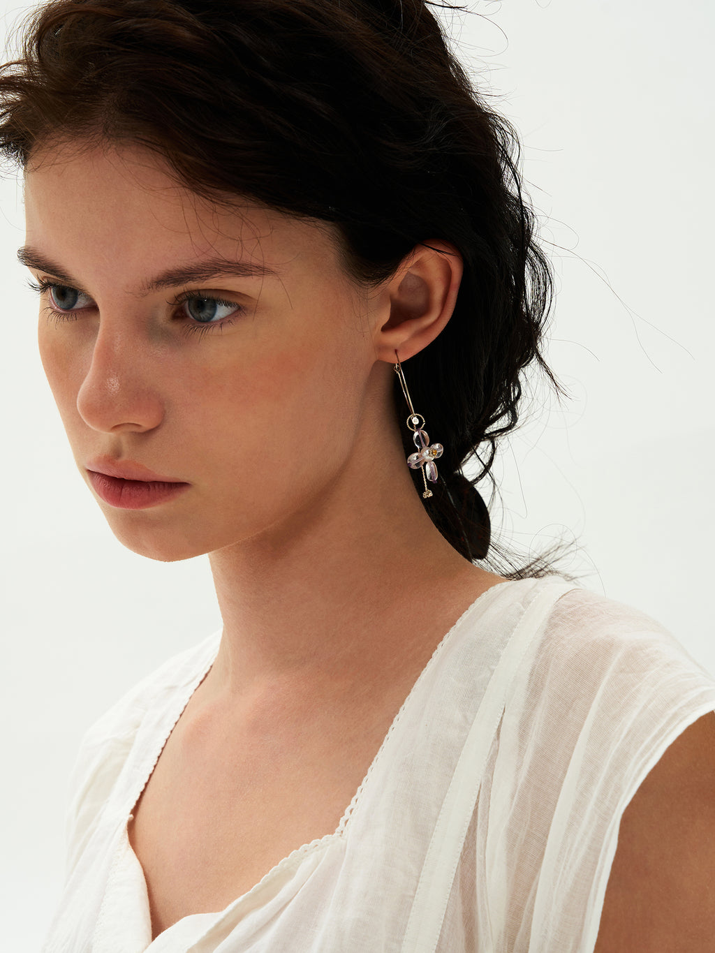 Cross Bloom Hoop Earrings