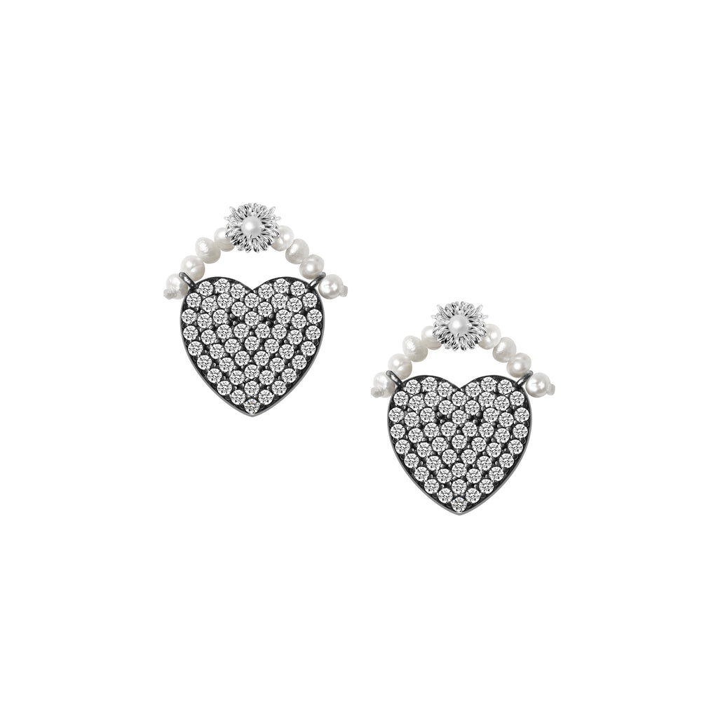 Pavé Heart Studs