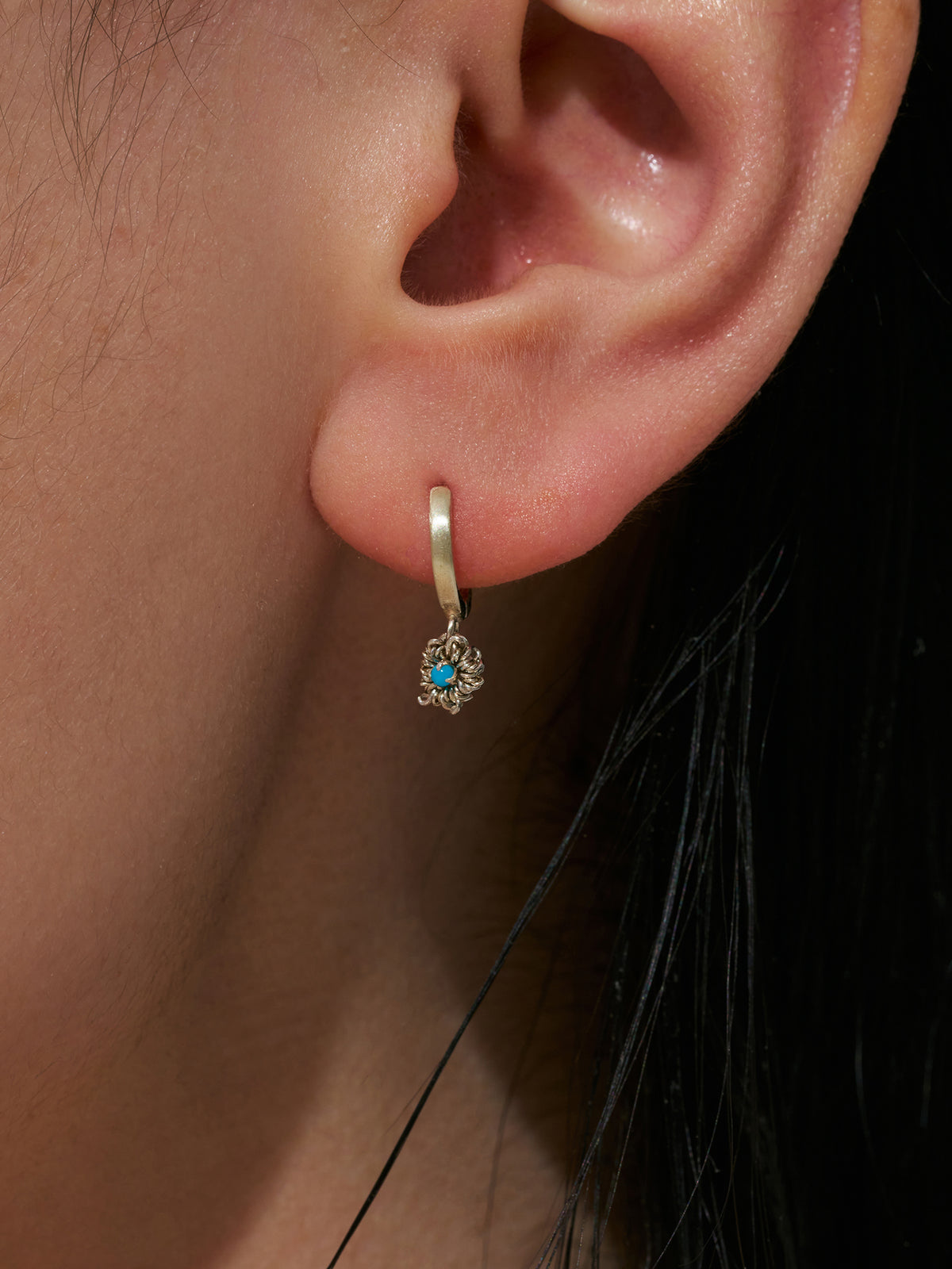 Daisy Blue Hoop Earrings