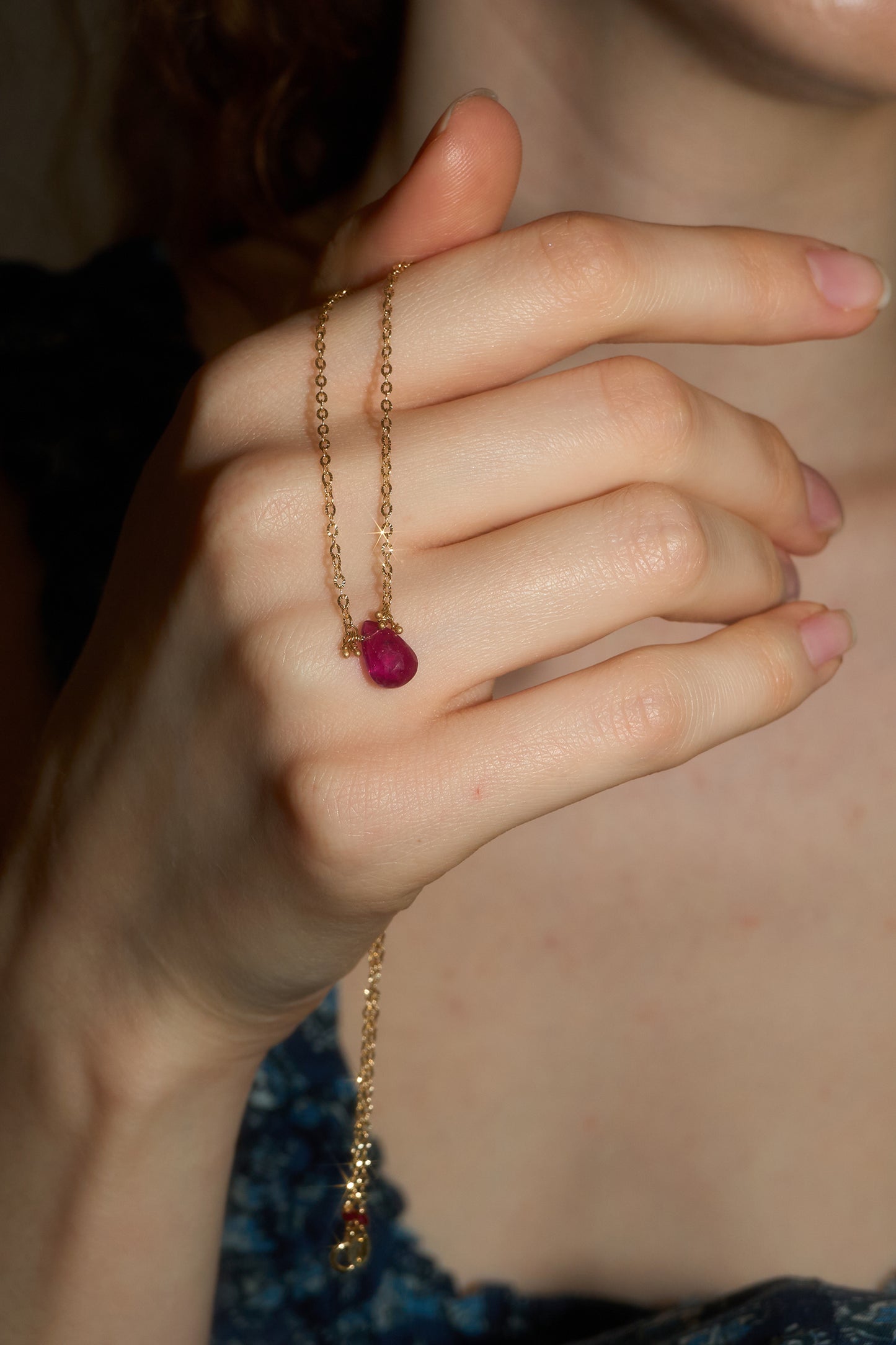 18k Ruby Raindrop Necklace