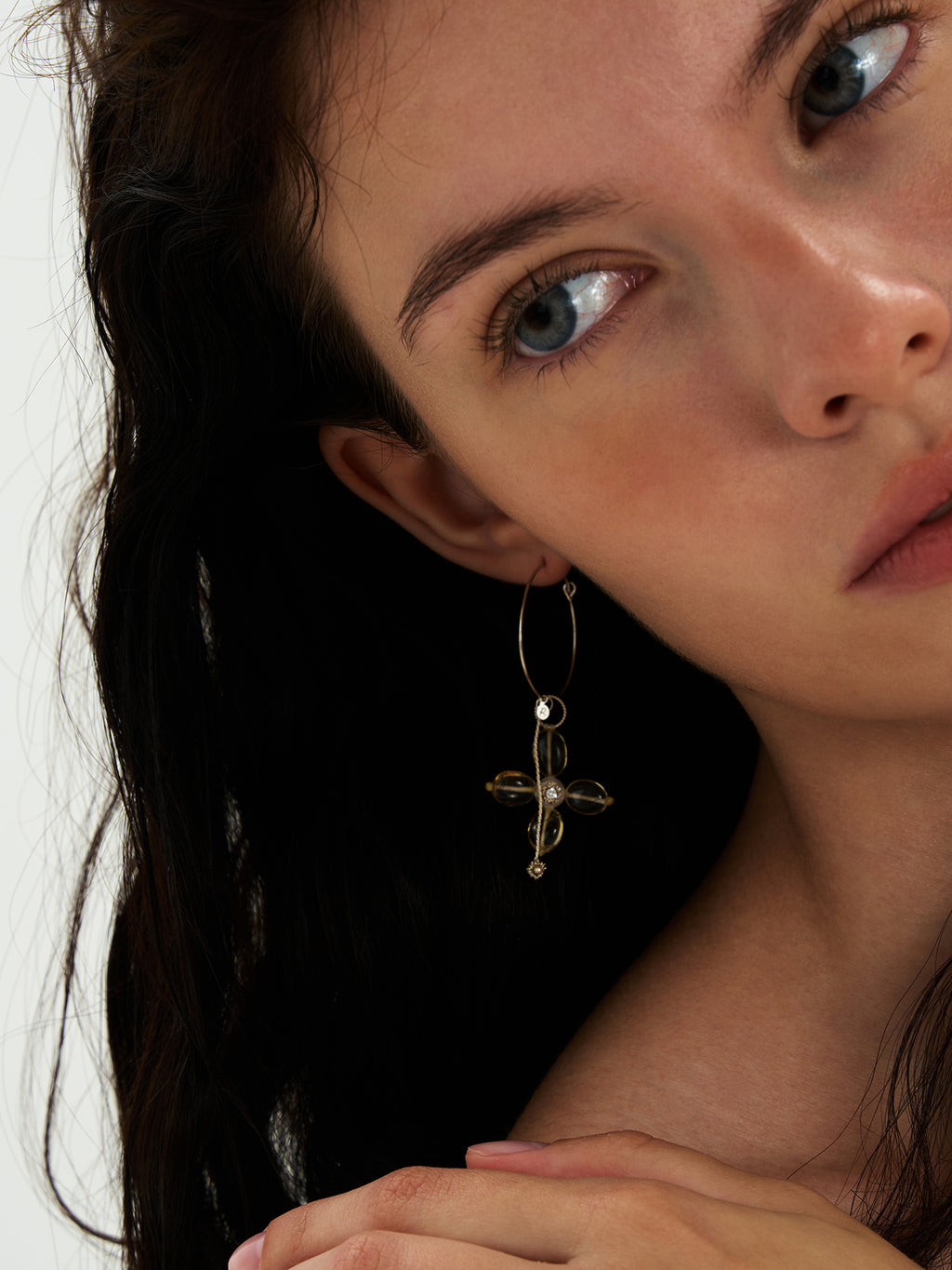 Cross Bloom Hoop Earrings