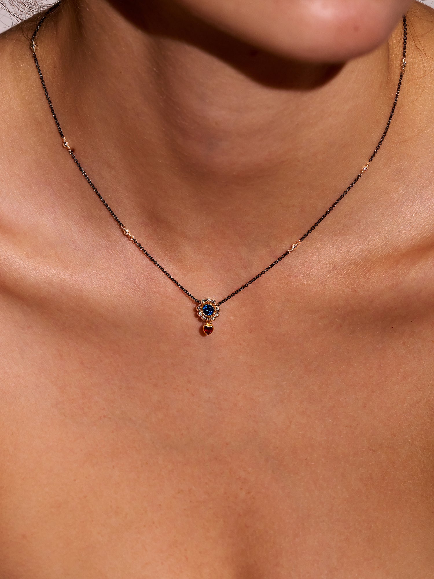 Blackened Silver Halo Necklace
