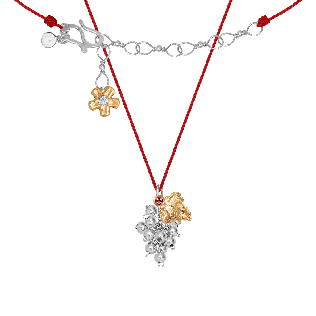 Pinot Gris Red Cord Drop Necklace