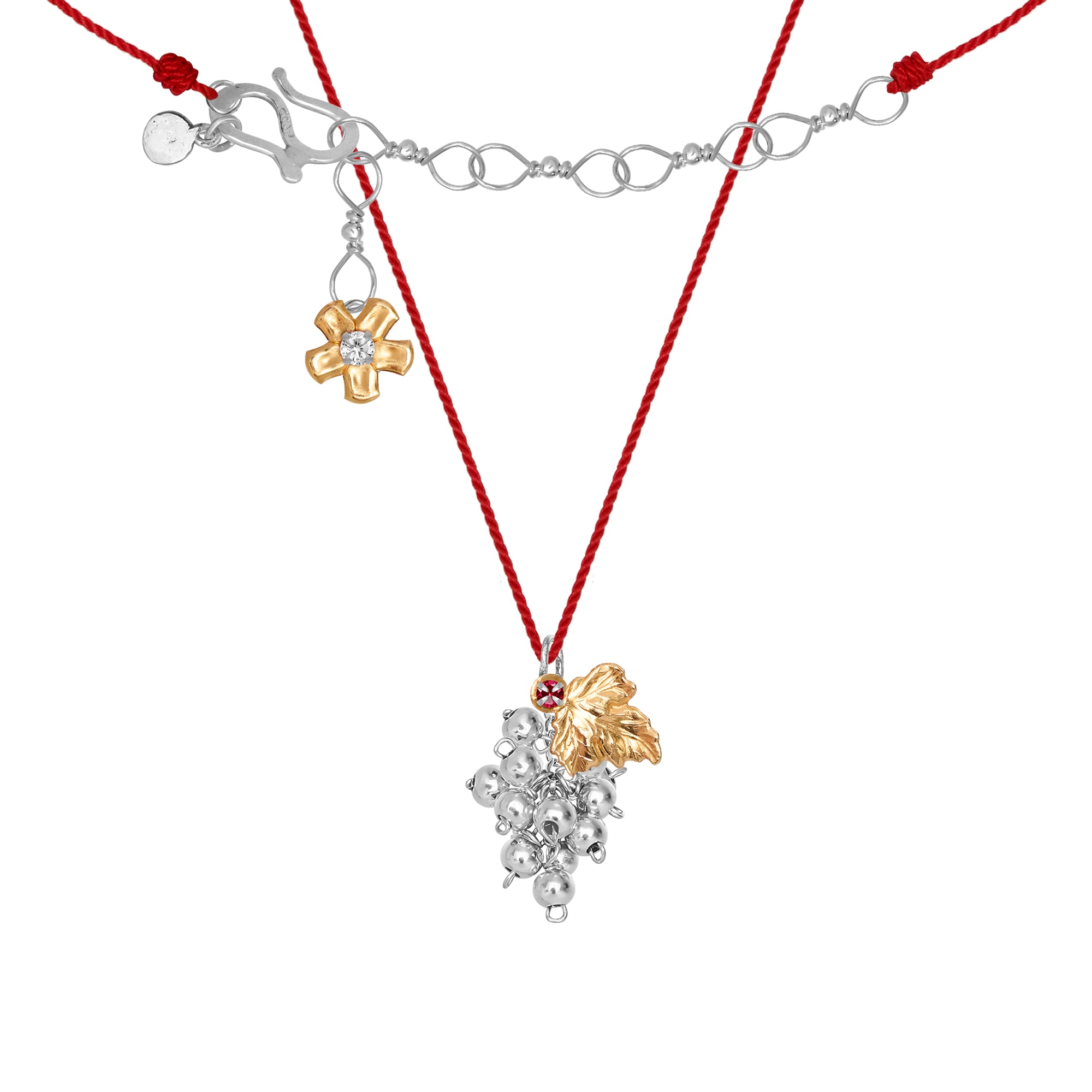 Pinot Gris Red Cord Drop Necklace