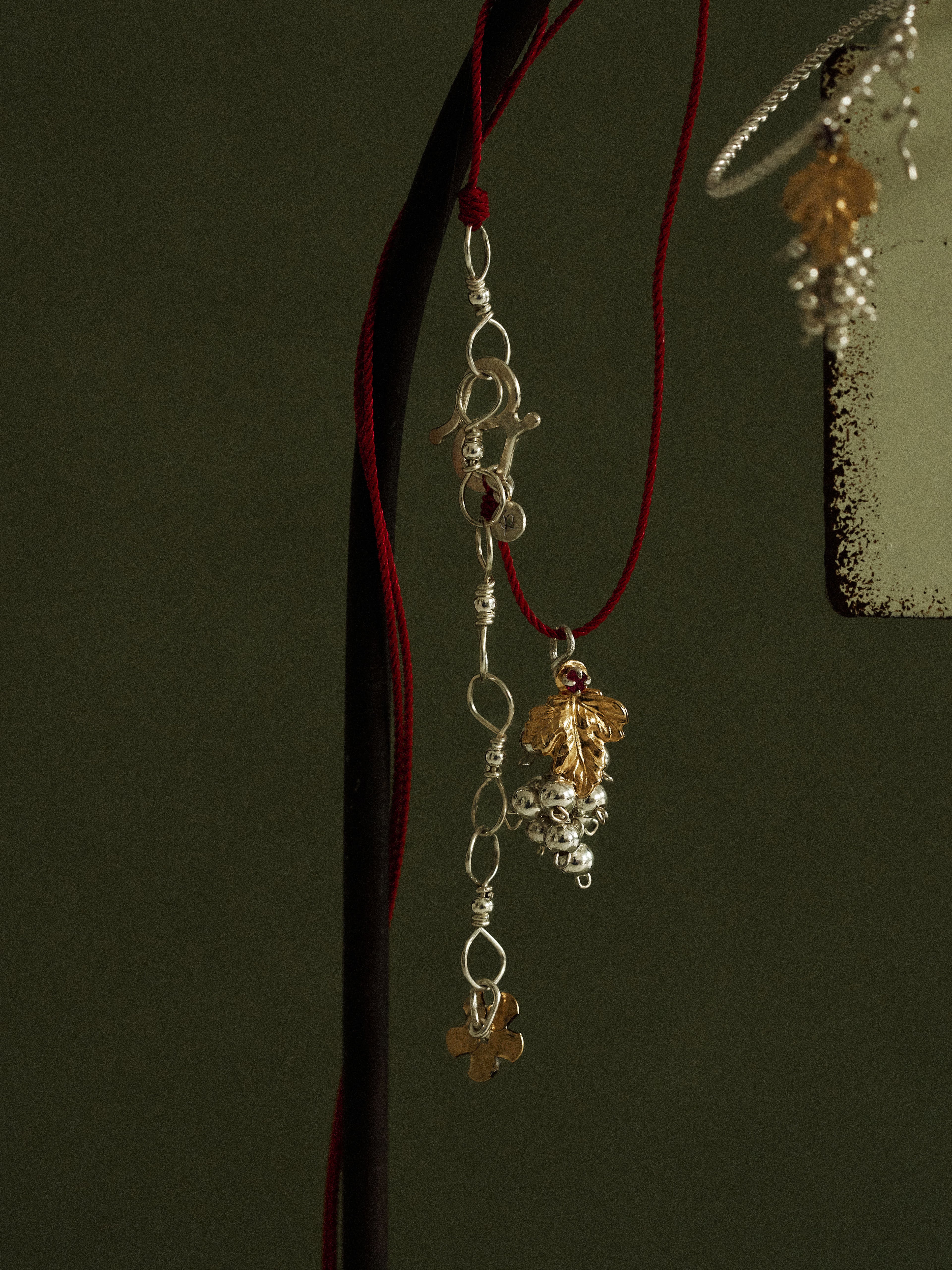 Pinot Gris Red Cord Drop Necklace