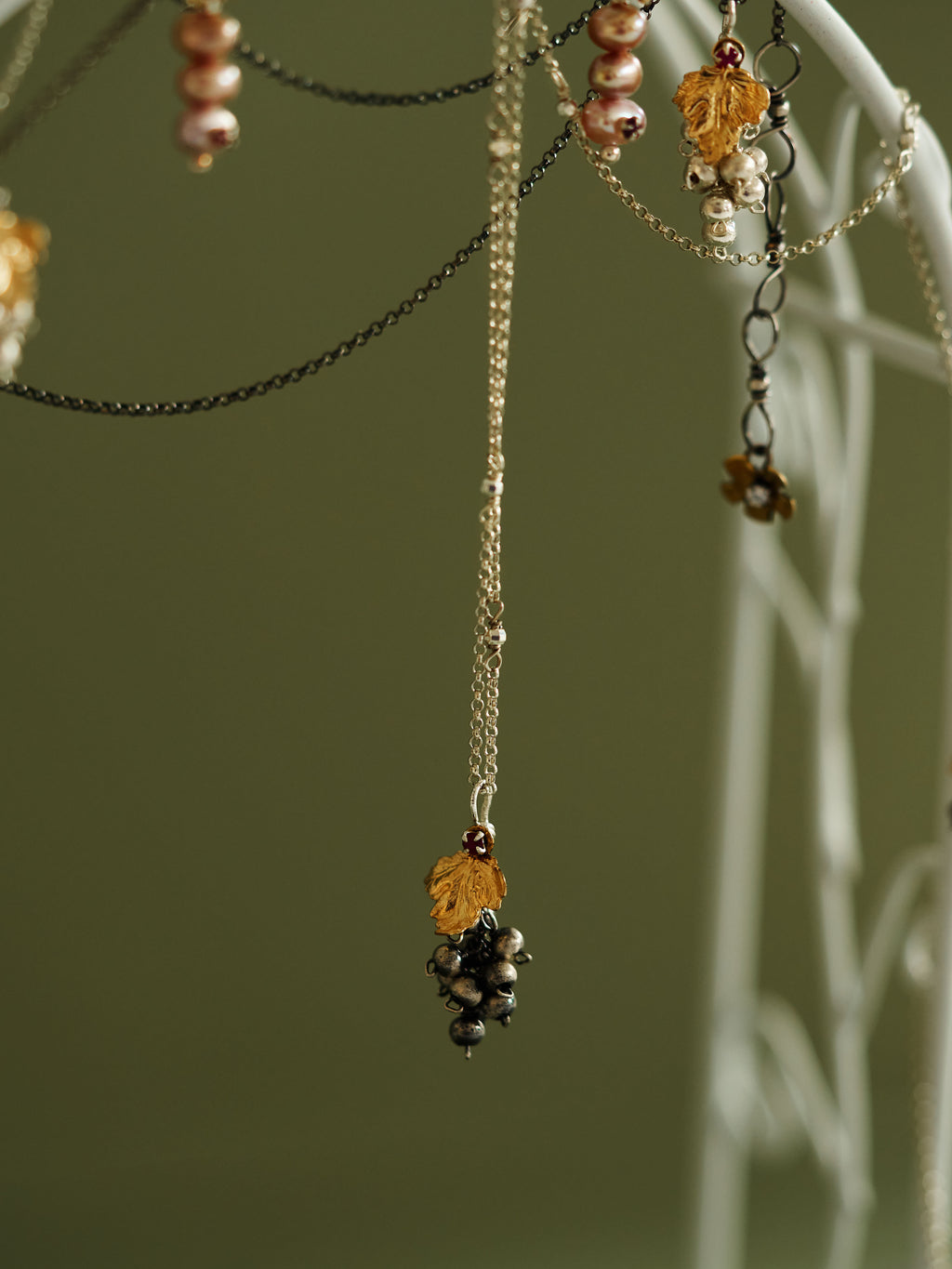 Pinot Gris Black Pendant Necklace