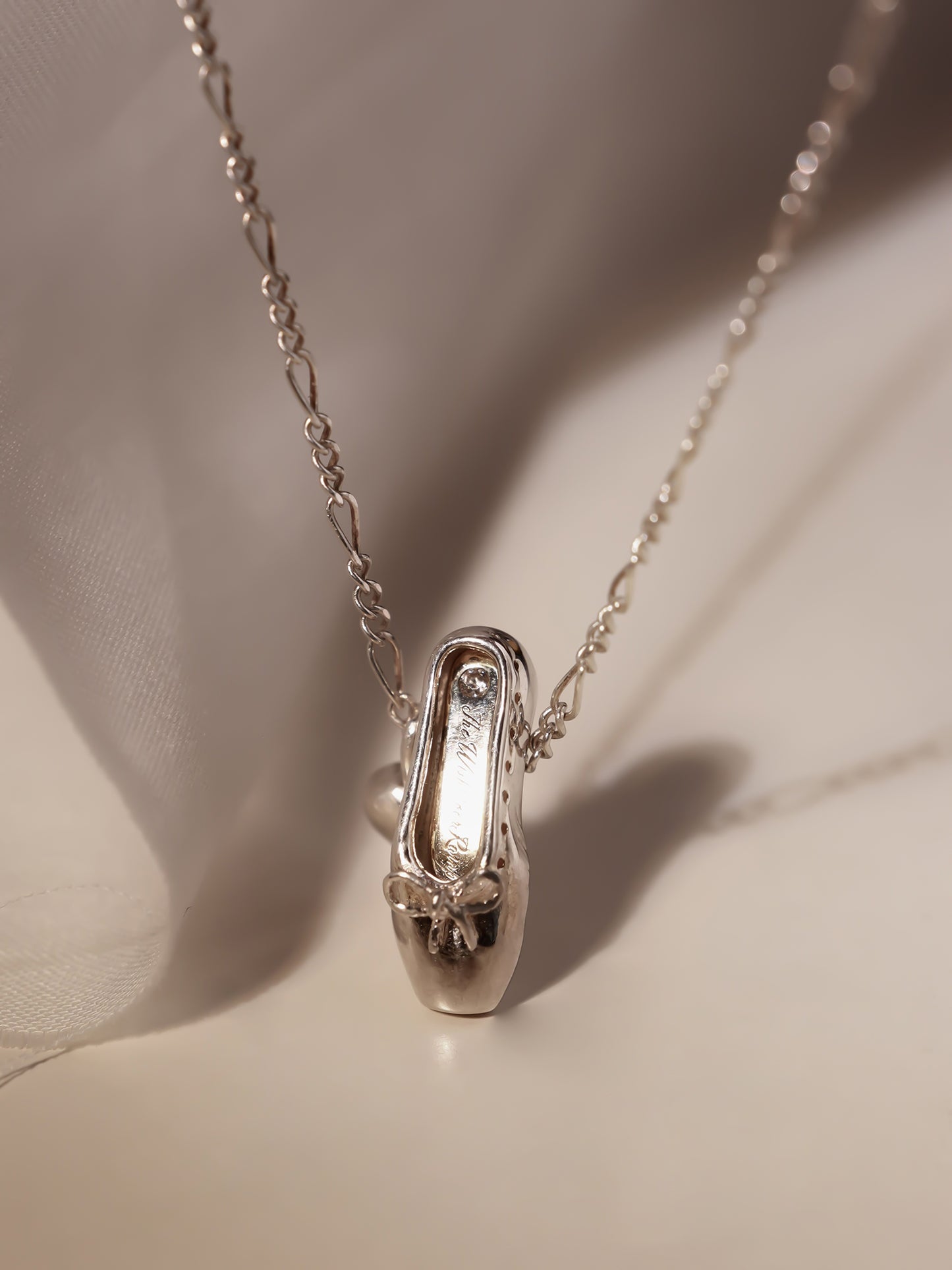 S925 Silver Ballet Shoe Necklace