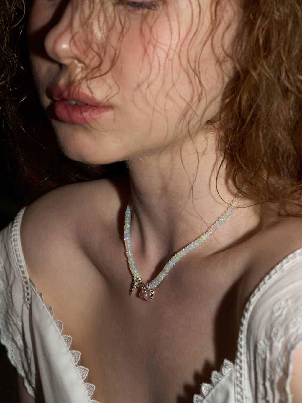 Opal & Rose Quartz Heart Necklace