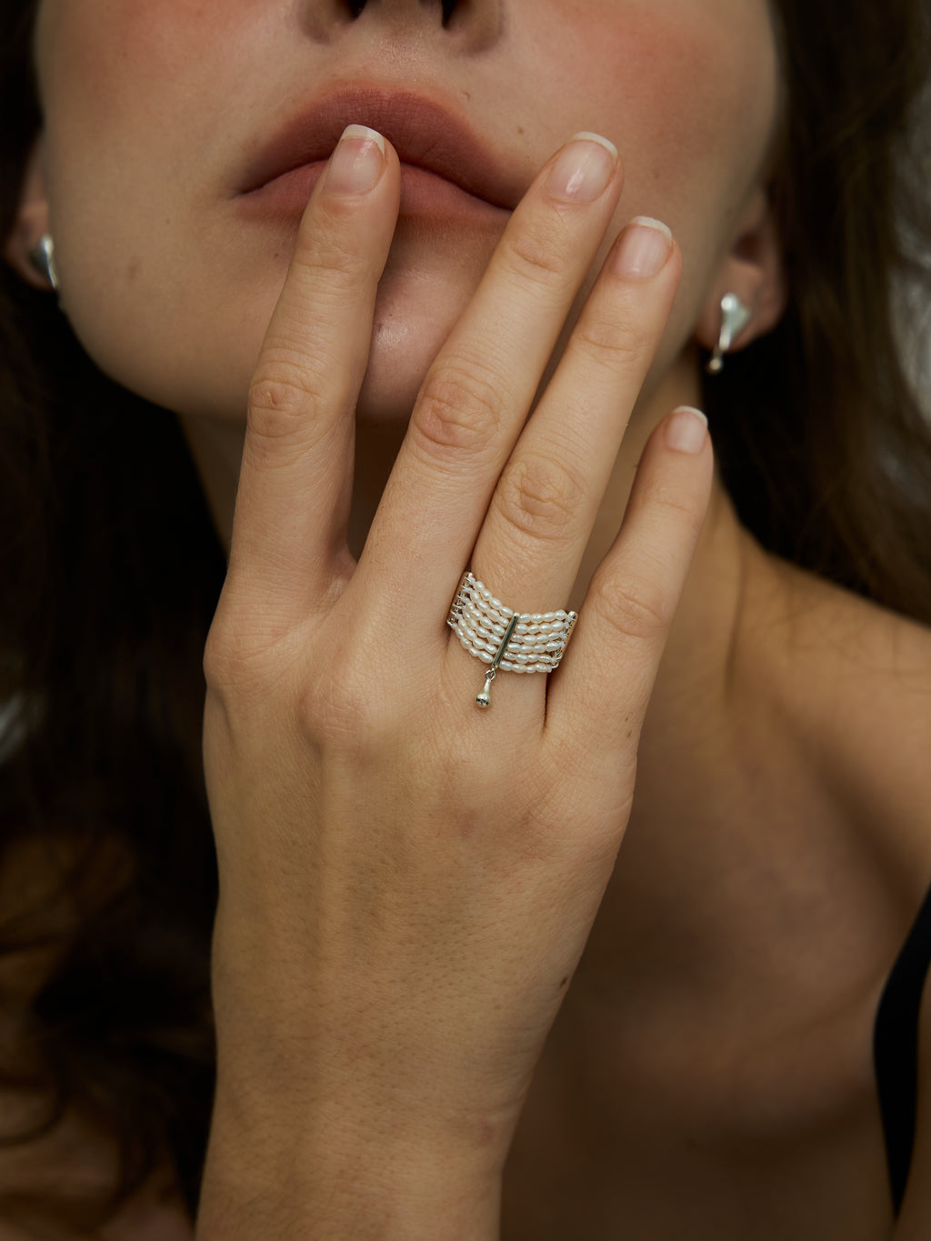 S925 Silver Six-Layer Pearl Ring
